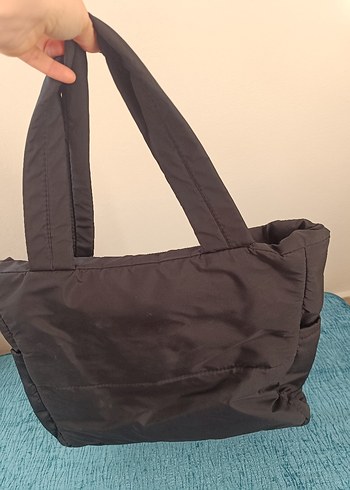 Fermuarlı Siyah paraşüt kumaş Kadın kol Çantası - Görsel 5