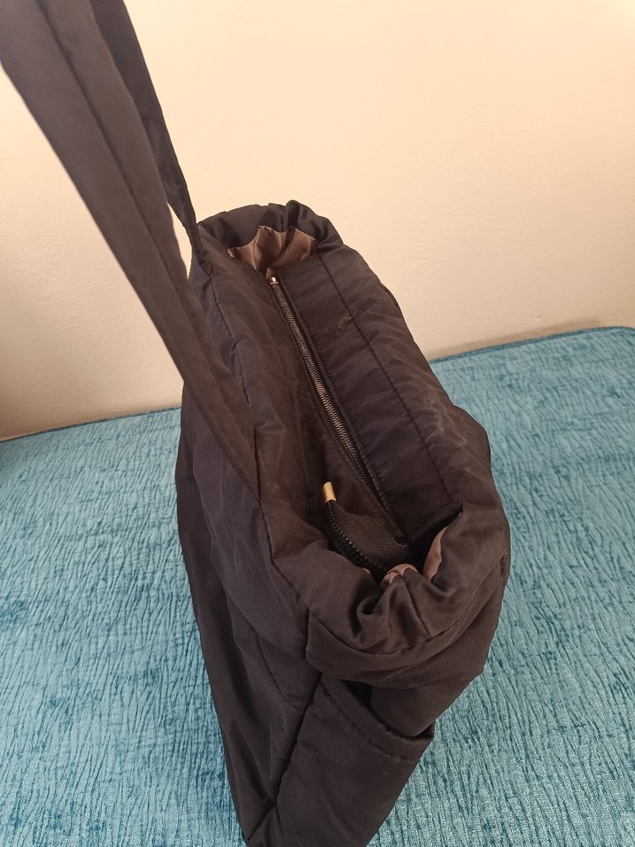 Fermuarlı Siyah paraşüt kumaş Kadın kol Çantası - Görsel 3