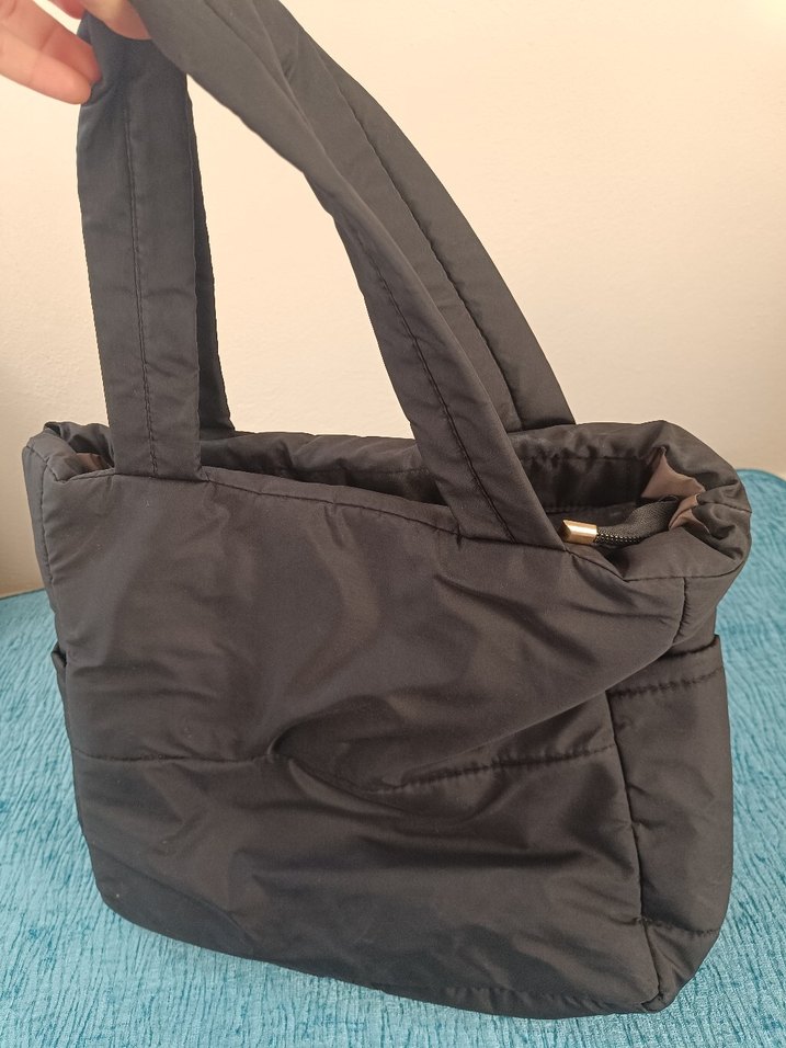 Fermuarlı Siyah paraşüt kumaş Kadın kol Çantası - Görsel 2