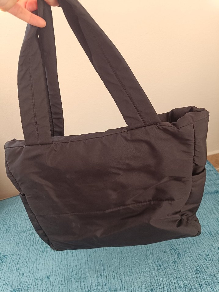 Fermuarlı Siyah paraşüt kumaş Kadın kol Çantası - Görsel 4