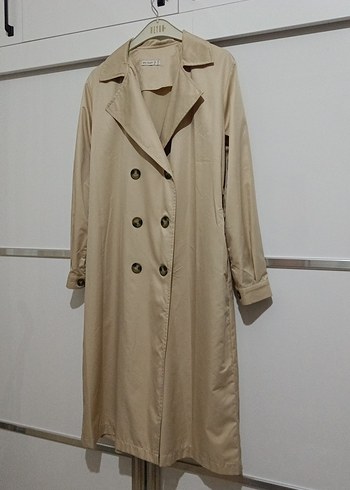 Bej Kadın Uzun Düğmeli Trençkot - Görsel 2