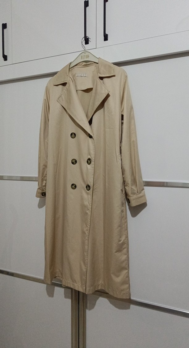 Bej Kadın Uzun Düğmeli Trençkot - Görsel 2