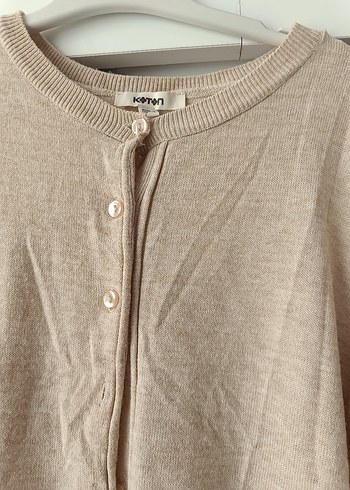 Bej Kadın Triko Hırka, Uzun Kollu, Rahat Kesim - Görsel 3