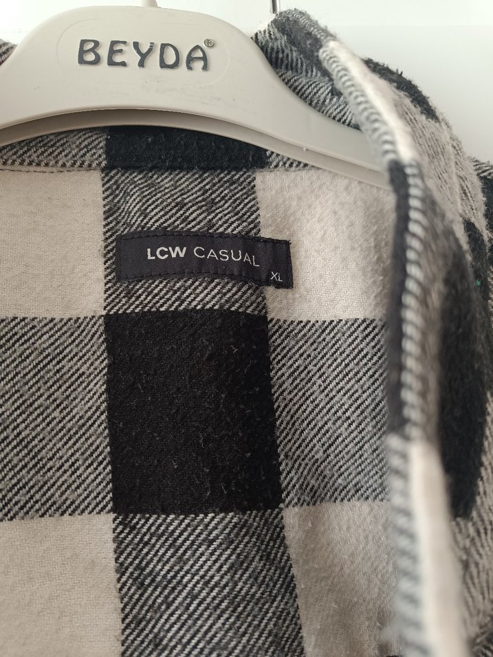 Gri Kareli Düğmeli uniseks Gömlek - Görsel 4