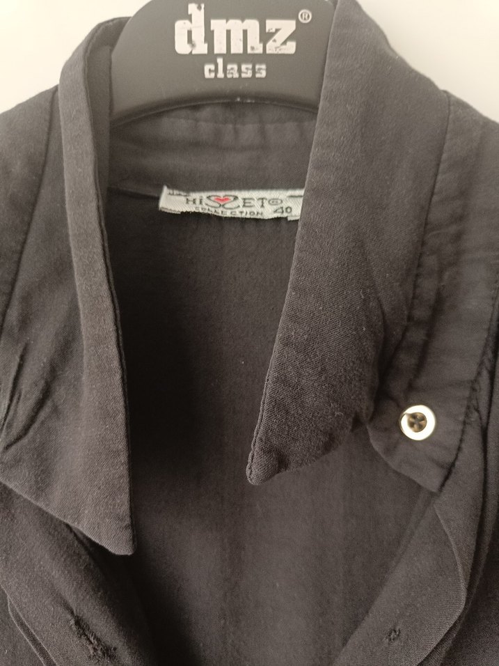 Uzun Kollu Siyah Nakışlı Bohem Kadın Gömlek - Görsel 3