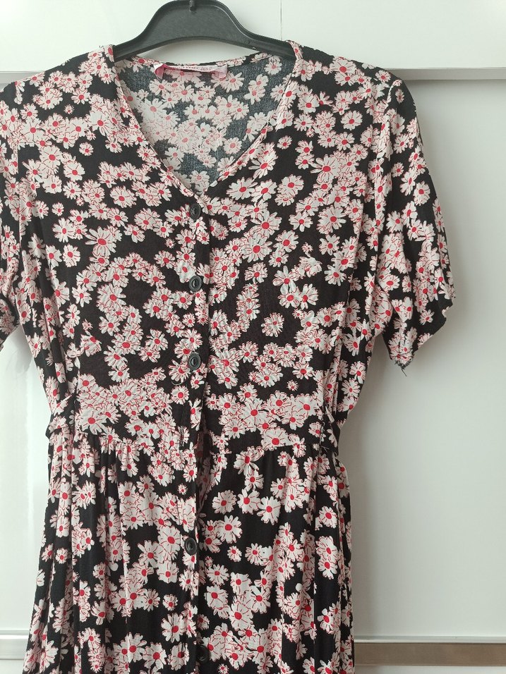 Çiçek Desenli V Yaka Uzun Elbise - Görsel 2