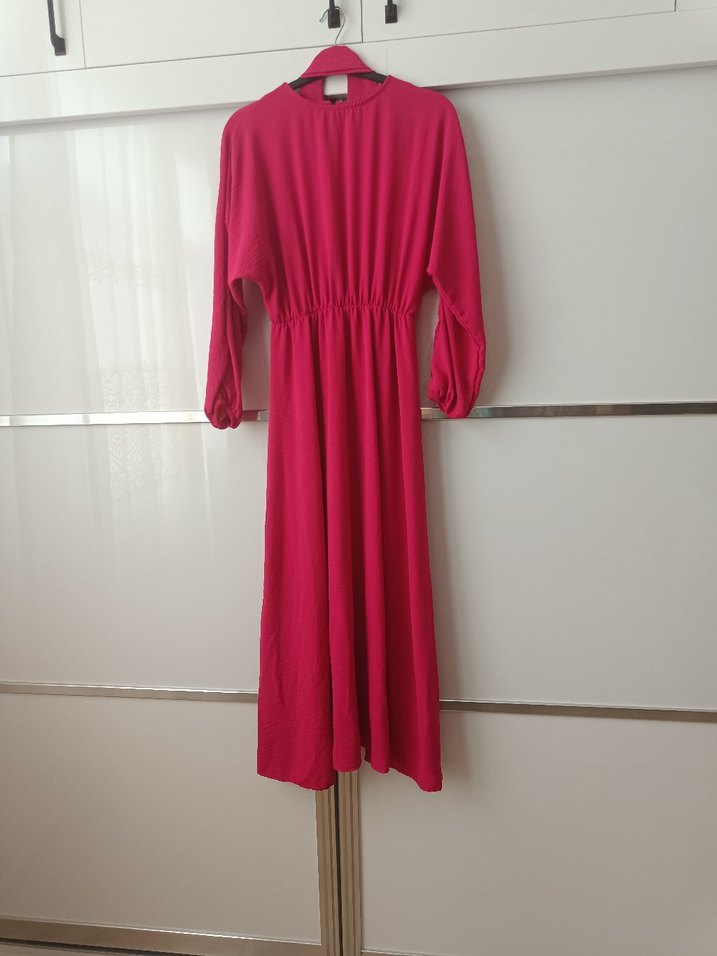 Pembe Salaş Uzun Elbise - Görsel 2