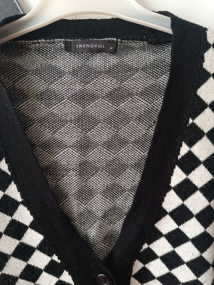 Kadın Siyah Kareli Triko takım - Görsel 5