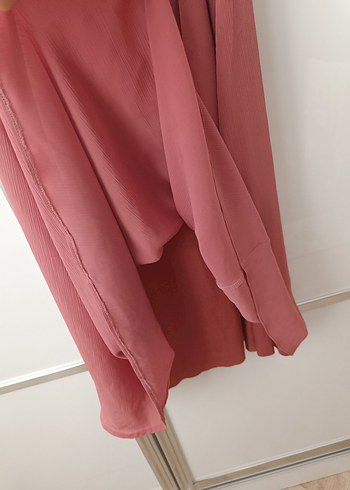 Pembe Fırfırlı Salaş Uzun Elbise - Görsel 4