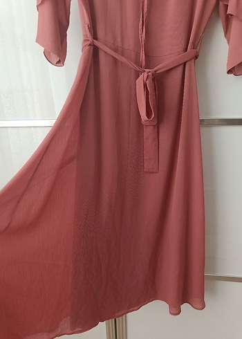 Pembe Fırfırlı Salaş Uzun Elbise - Görsel 5