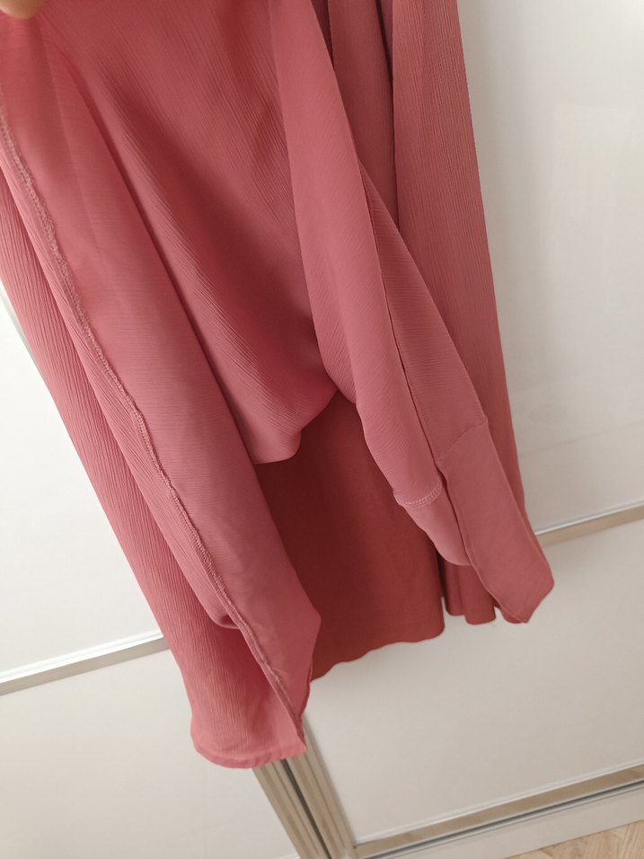 Pembe Fırfırlı Salaş Uzun Elbise - Görsel 4