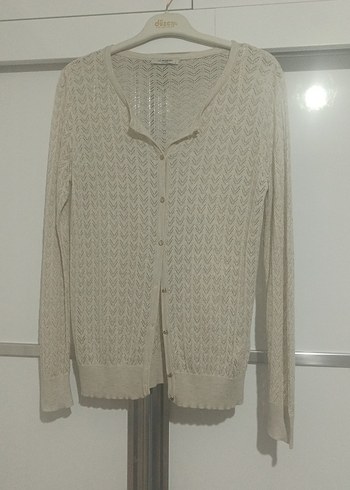 LC Waikiki Ekru V Yaka İnce Triko Hirka
