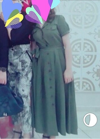 s Beden haki Renk Düğmeli elbise