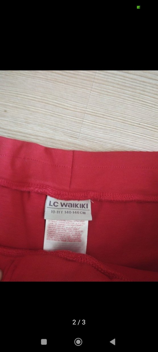 Kız çocuk Kırmızı  Bol Kesim Kemerli Pantolon - Görsel 3