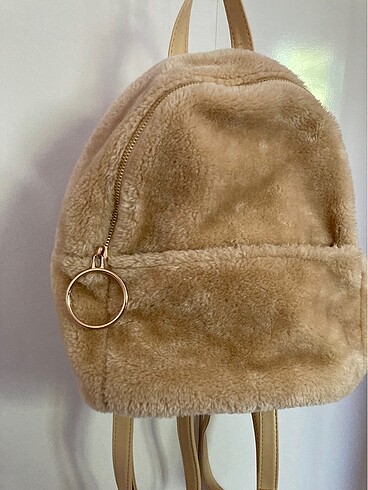 Beden camel Renk Peluş sırt çantası