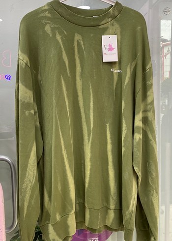 Yeşil Batik Desenli Uzun Kollu Sweatshirt