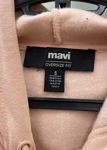 s Beden Mavi Baskılı Pembe Kapüşonlu Sweatshirt