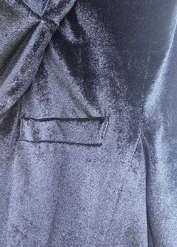 Siyah Süet Düğmeli Kadın Blazer Ceket - Görsel 2