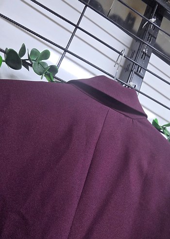 Bordo Düğmeli Kadın Blazer Ceket - Görsel 4