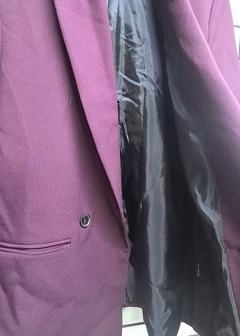 Bordo Düğmeli Kadın Blazer Ceket - Görsel 2