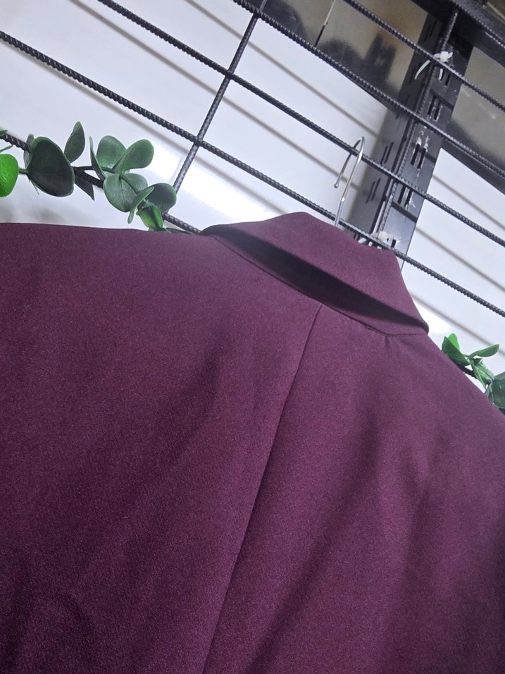 Bordo Düğmeli Kadın Blazer Ceket - Görsel 4