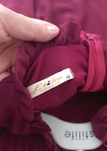42 Beden Bordo Uzun Drapeli Kadın Elbise