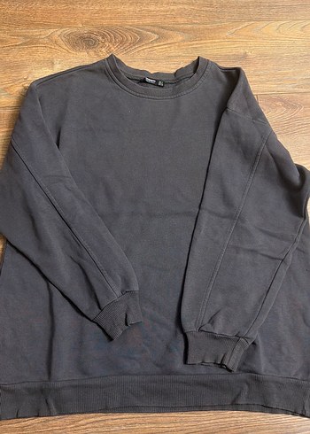 Gri Kadın Sweatshirt, Yuvarlak Yaka, Bol Kesim - Görsel 4