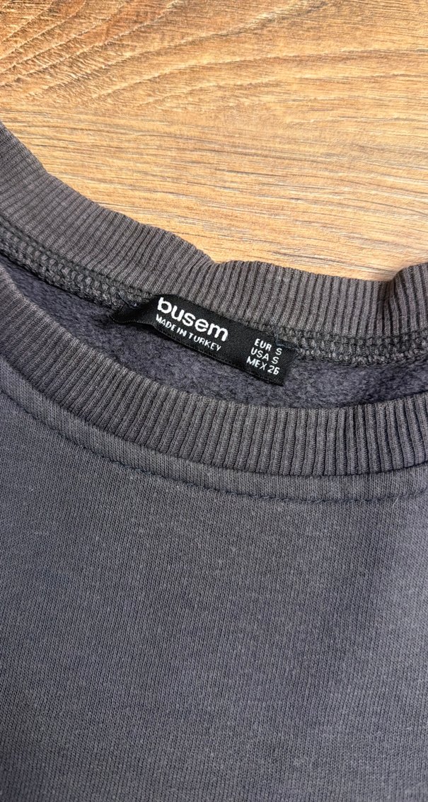 Gri Kadın Sweatshirt, Yuvarlak Yaka, Bol Kesim - Görsel 3