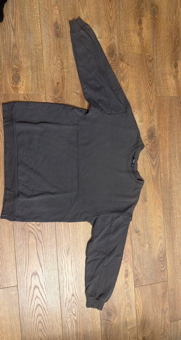 Gri Kadın Sweatshirt, Yuvarlak Yaka, Bol Kesim - Görsel 2