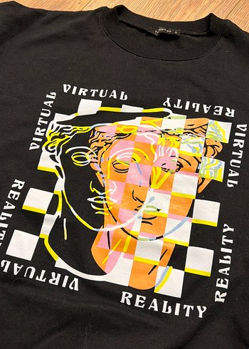 Siyah Baskılı Kadın Sweatshirt - Görsel 4