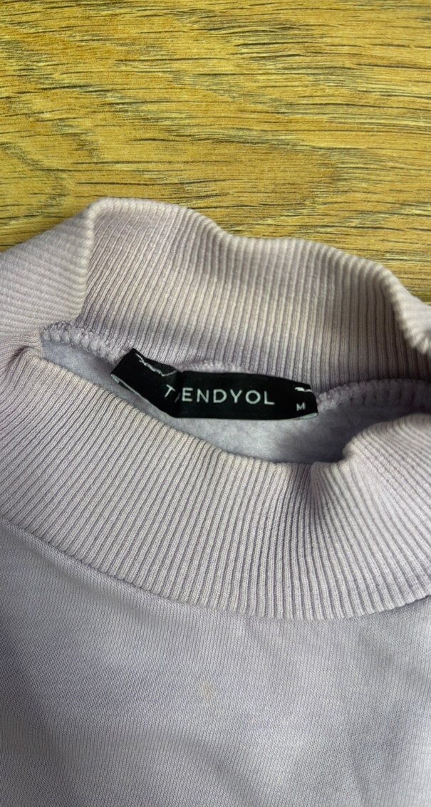 Lila Renkli Kadın Keten Sweatshirt - Görsel 4