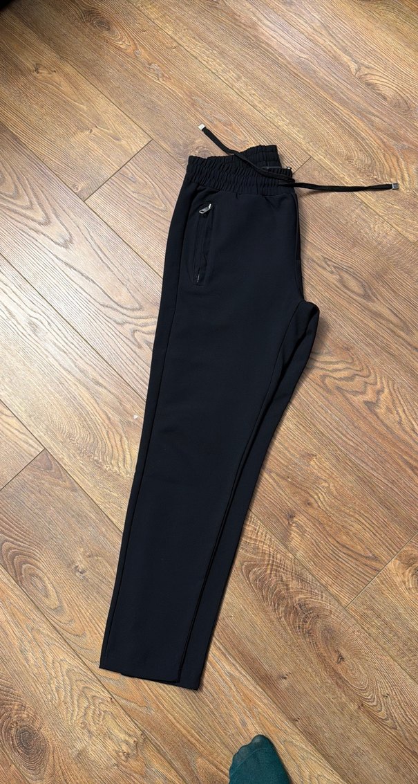 Erkek Siyah Fermuarlı Rahat Kumaş Pantolon - Görsel 2