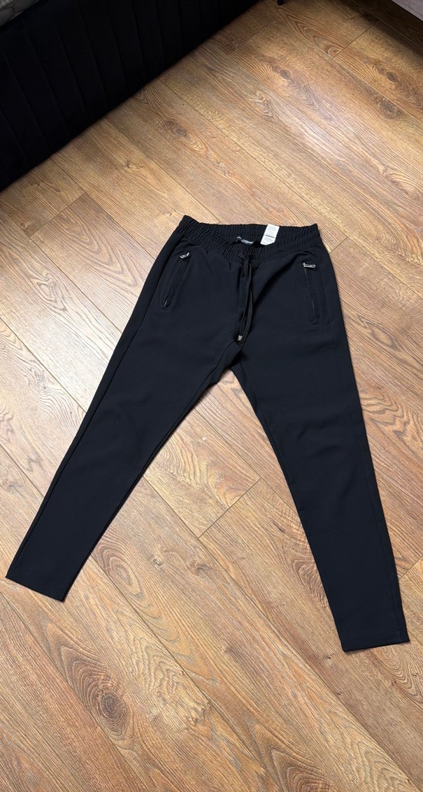 Erkek Siyah Fermuarlı Rahat Kumaş Pantolon - Görsel 3