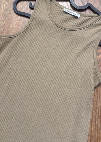 Bej kolsuz Kadın Elbise - Görsel 4