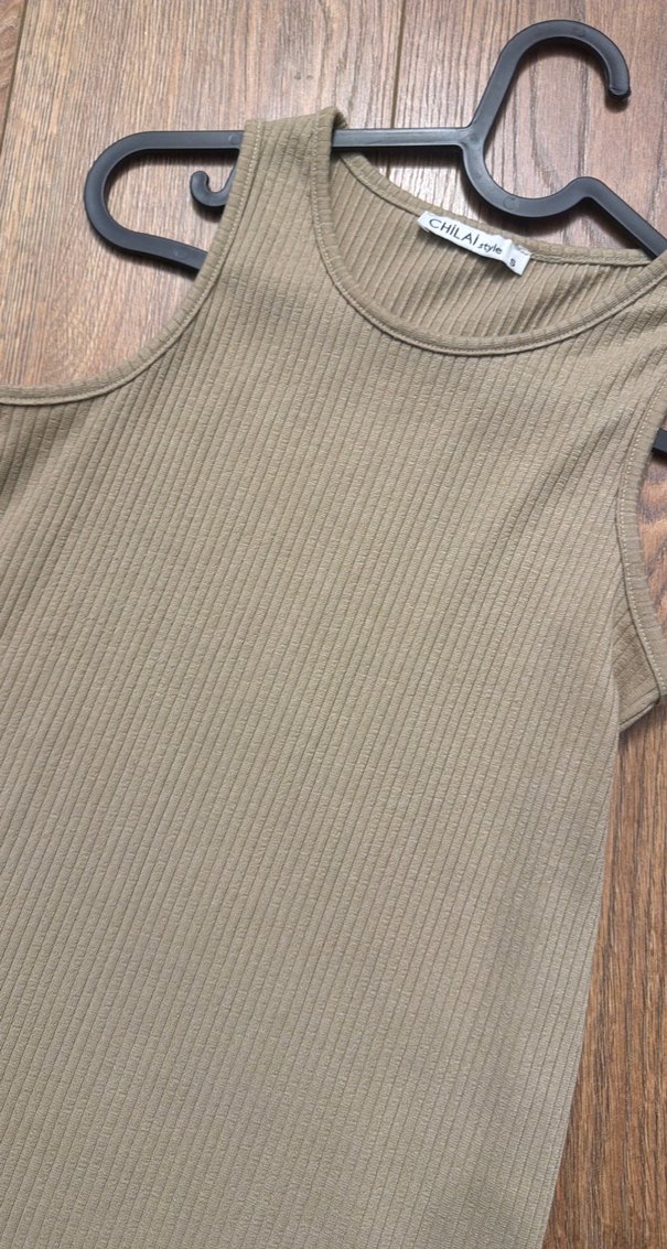 Bej kolsuz Kadın Elbise - Görsel 4