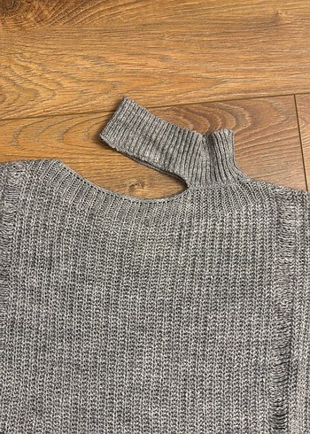 Gri Boğazlı Örgü Kadın Kazak - Görsel 2