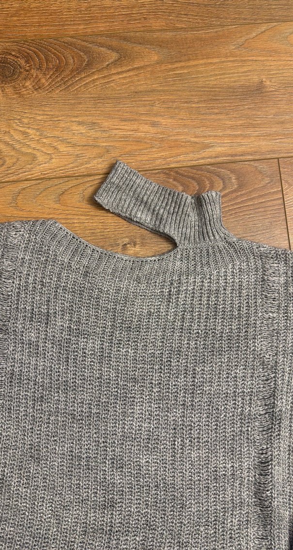 Gri Boğazlı Örgü Kadın Kazak - Görsel 2