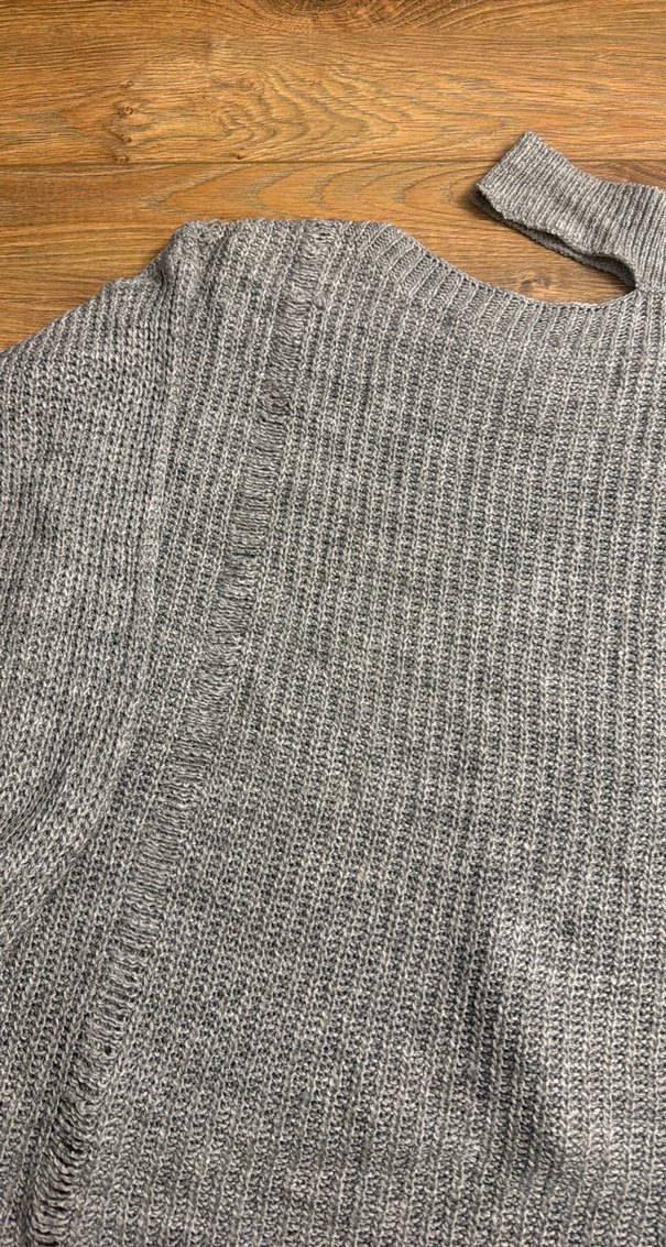 Gri Boğazlı Örgü Kadın Kazak - Görsel 3