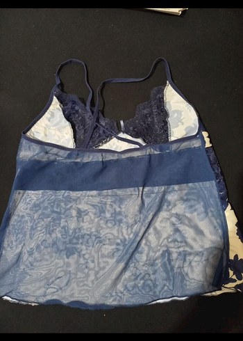 xl Beden mavi Renk Kadın Lacivert Kısa Desenli Askılı Pijama Takımı