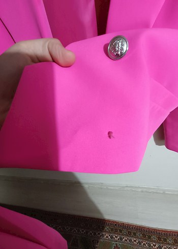 Pembe Mini Düğmeli Kadın Blazer Ceket Takım - Görsel 7