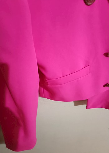Pembe Mini Düğmeli Kadın Blazer Ceket Takım - Görsel 5