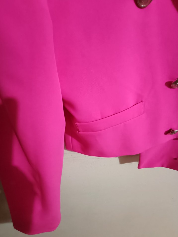 Pembe Mini Düğmeli Kadın Blazer Ceket Takım - Görsel 5