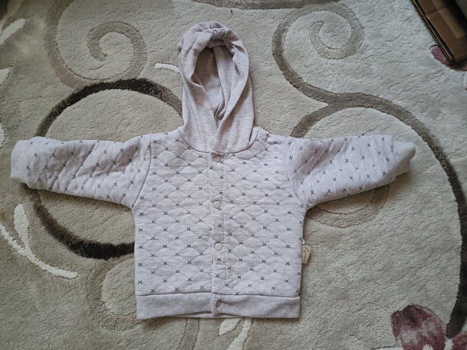 Kapüşonlu Gri Erkek Bebek 3'lü Takım - Görsel 2