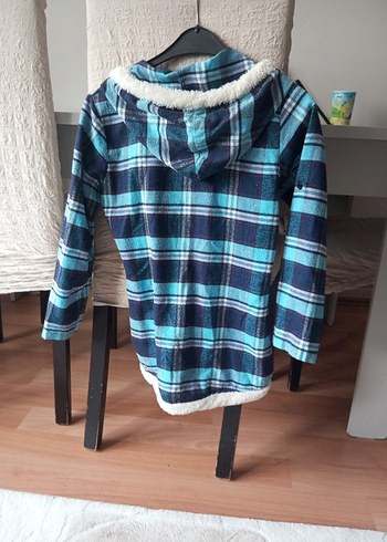 Mavi Gri Ekose Düğmeli cocuk Gömlek - Görsel 2