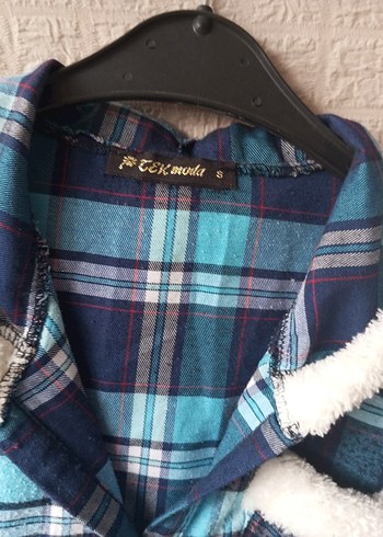 Mavi Gri Ekose Düğmeli cocuk Gömlek - Görsel 4