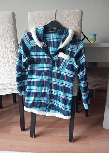 Mavi Gri Ekose Düğmeli cocuk Gömlek - Görsel 3