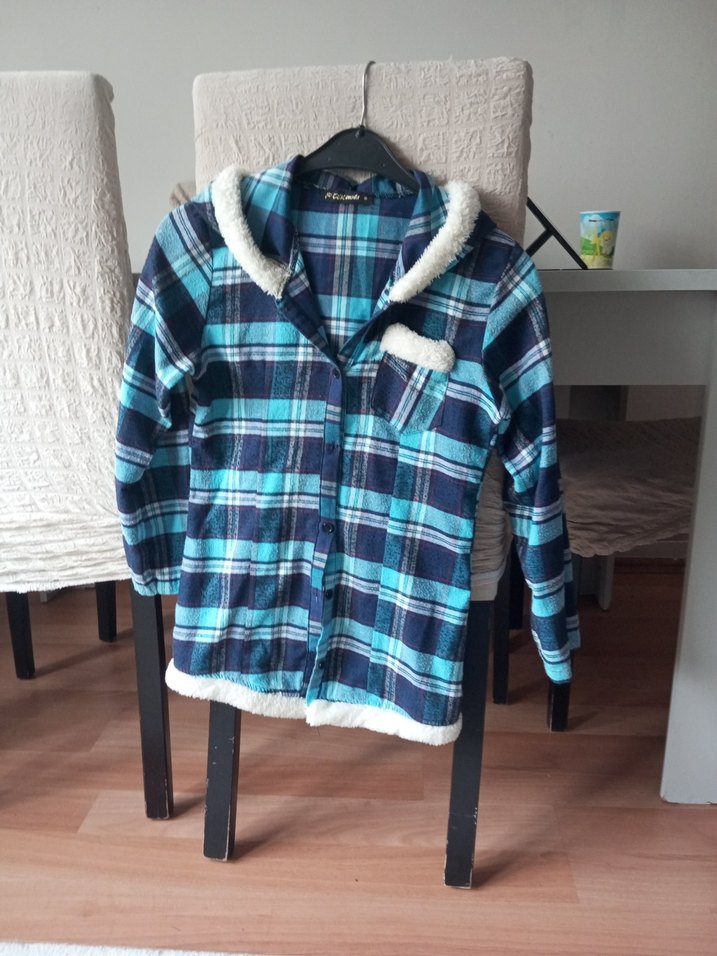 Mavi Gri Ekose Düğmeli cocuk Gömlek - Görsel 3