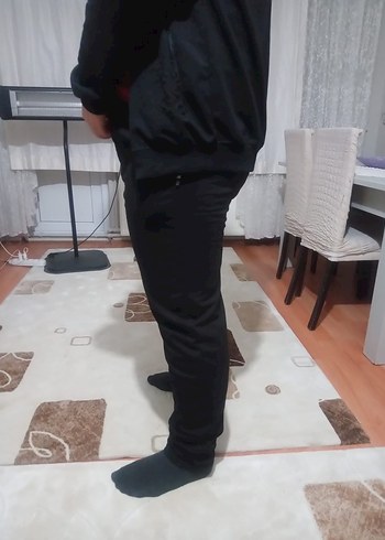 Erkek Siyah Fermuarlı Rahat eşofman - Görsel 3