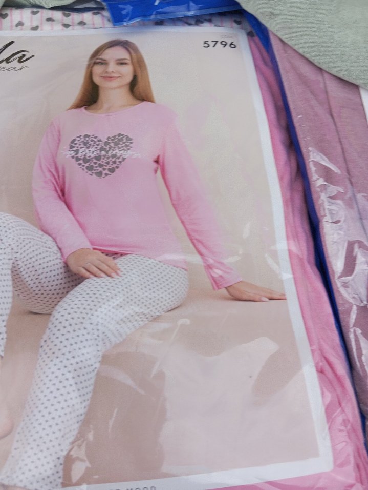 Pembe Uzun Kollu Mini Rahat Pijama Takımı - Görsel 2