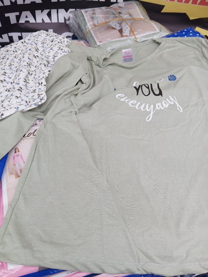 Pembe Uzun Kollu Mini Rahat Pijama Takımı - Görsel 4